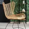 Modern rattan fotel, fekete fém lábbal - Image 2