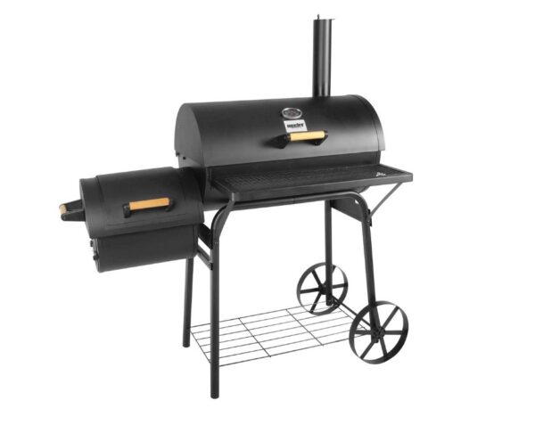 Nagy kerti faszenes grill és smoker - két tűztérrel!